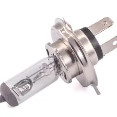 Żarówka H4 z metalową podstawą i dwoma bolcami do podłączenia.