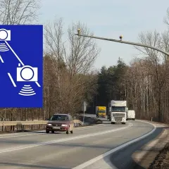 Znak informuje o odcinkowym pomiarze prędkości. Pamiętaj o zachowaniu odpowiedniej tolerancji, by uniknąć mandatu.