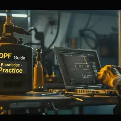 Warsztat mechanika analizującego wycięty DPF. Objawy problemów z filtrem cząstek stałych są kluczowe dla diagnozy.