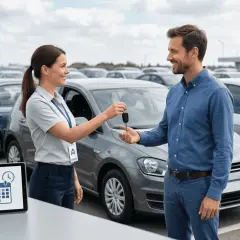 Przekazanie kluczyków do samochodu zastępczego z serwisu. Klient odbiera auto po naprawie.