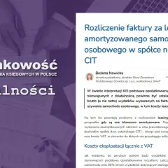Rozliczenie faktury za leasing samochodu osobowego w spółce na estońskim CIT. Omówienie kosztów leasingu i amortyzacji.