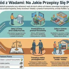 Schemat pokazuje, kiedy stosować Ustawę o prawach konsumenta, a kiedy Kodeks cywilny, np. przy zwrocie samochodu po zakupie.