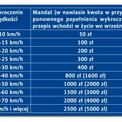 Tabela mandatów za przekroczenie prędkości. Nawet o 10 km/h więcej to 50 zł kary.
