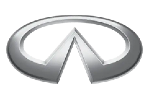 Srebrne logo Infiniti, amerykańskiej marki samochodów, symbolizuje luksus i innowację.