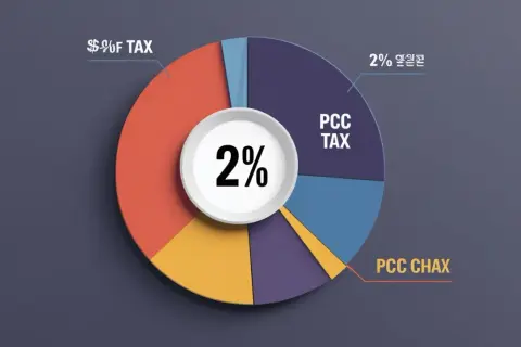 Wykres kołowy pokazuje, że podatek od czynności cywilnoprawnych (PCC) wynosi 2%.