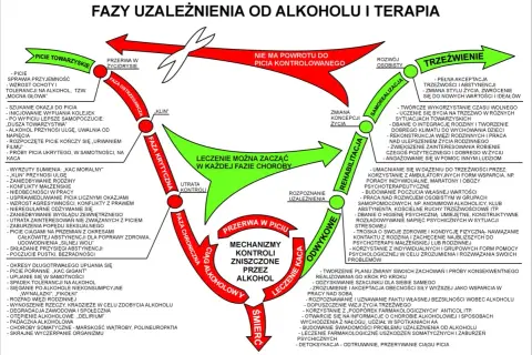 Schemat faz uzależnienia od alkoholu. Konsekwencje niezapłacenia mandatu w Niemczech mogą być poważne, prowadząc do dalszych problemów.