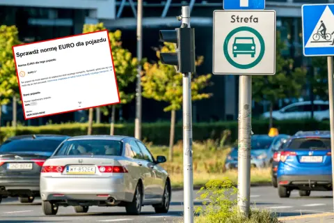 Sprawdź normę EURO dla pojazdu. Na ekranie widnieje informacja o normie EURO 2, która może ograniczać wjazd do stref czystego transportu.