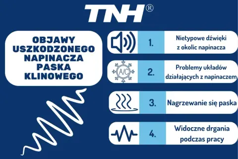 Objawy uszkodzonego napinacza paska klinowego: nietypowe dźwięki, problemy z układami, nagrzewanie się paska, drgania. Czas na wymianę paska wielorowkowego!