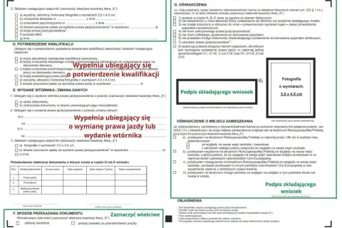 Formularz do wypełnienia, jak założyć profil kierowcy przez internet. Wymagane dokumenty i oświadczenia.