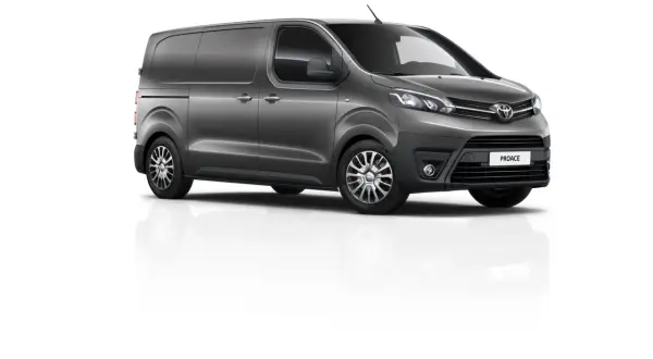 Szary van Toyota Proace, idealny do pracy. Sprawdź jego dane techniczne i możliwości transportowe.