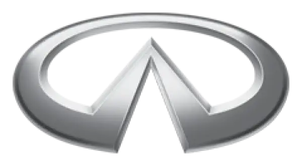 Srebrne logo Infiniti, amerykańskiej marki samochodów, symbolizuje luksus i innowację.