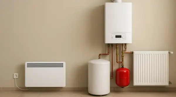 Nowoczesny system grzewczy z kotłem, zasobnikiem i grzejnikiem. Wyobraź sobie, że to wszystko zasila pojazd kategorii N1 elektryczny.