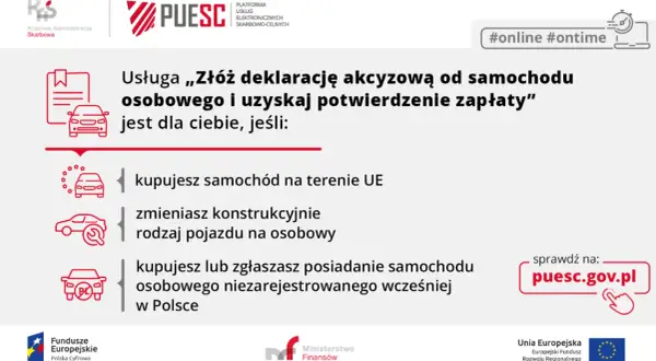 Usługa PUESC: złóż deklarację akcyzową od samochodu i uzyskaj potwierdzenie zapłaty. Sprawdź, czy dotyczy Cię sprawdzenie opłacenia akcyzy.