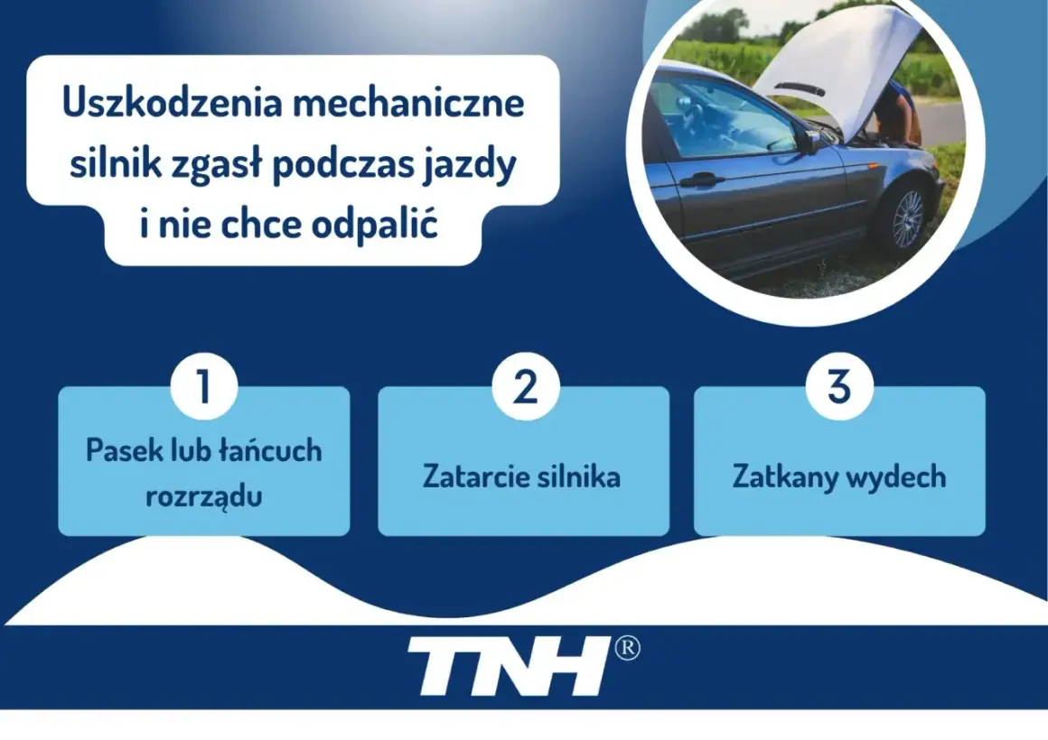 Silnik diesel zgasł podczas jazdy i nie odpala. Przyczyny: zerwany pasek rozrządu, zatarcie silnika, zatkany wydech.