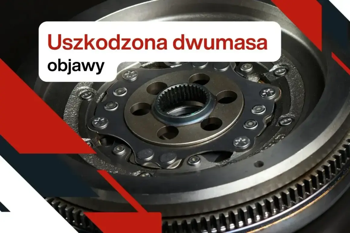 Zbliżenie na uszkodzoną dwumasę w samochodzie benzynowym. Widoczne objawy zużycia i luzy.