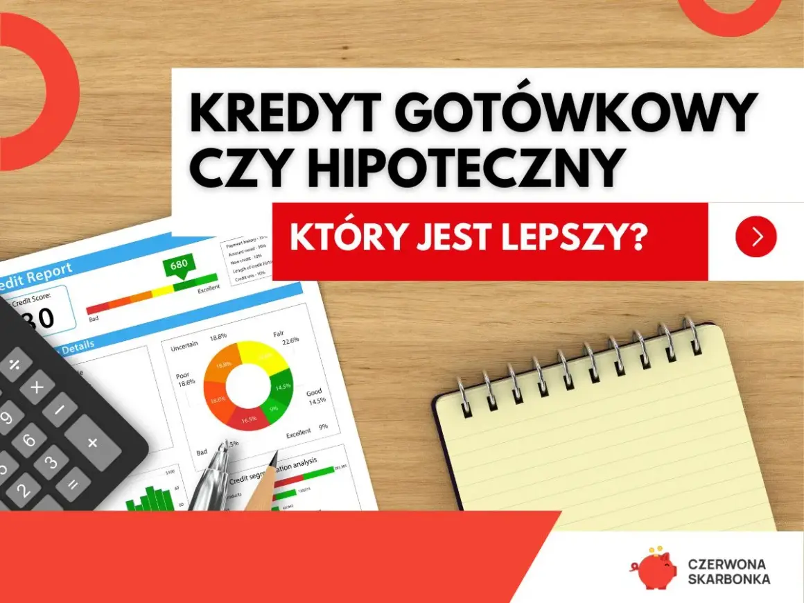 Kredyt gotówkowy a hipoteczny: który jest lepszy? Analiza raportu kredytowego, kalkulator i notatnik.