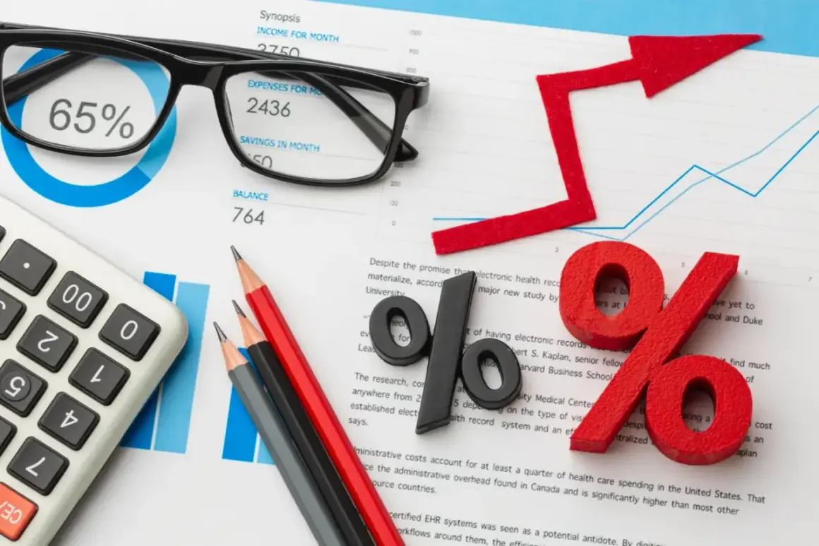 Kalkulator, okulary i wykresy finansowe. Analiza wydatków i dochodów, kluczowa dla leasing 101 procent.