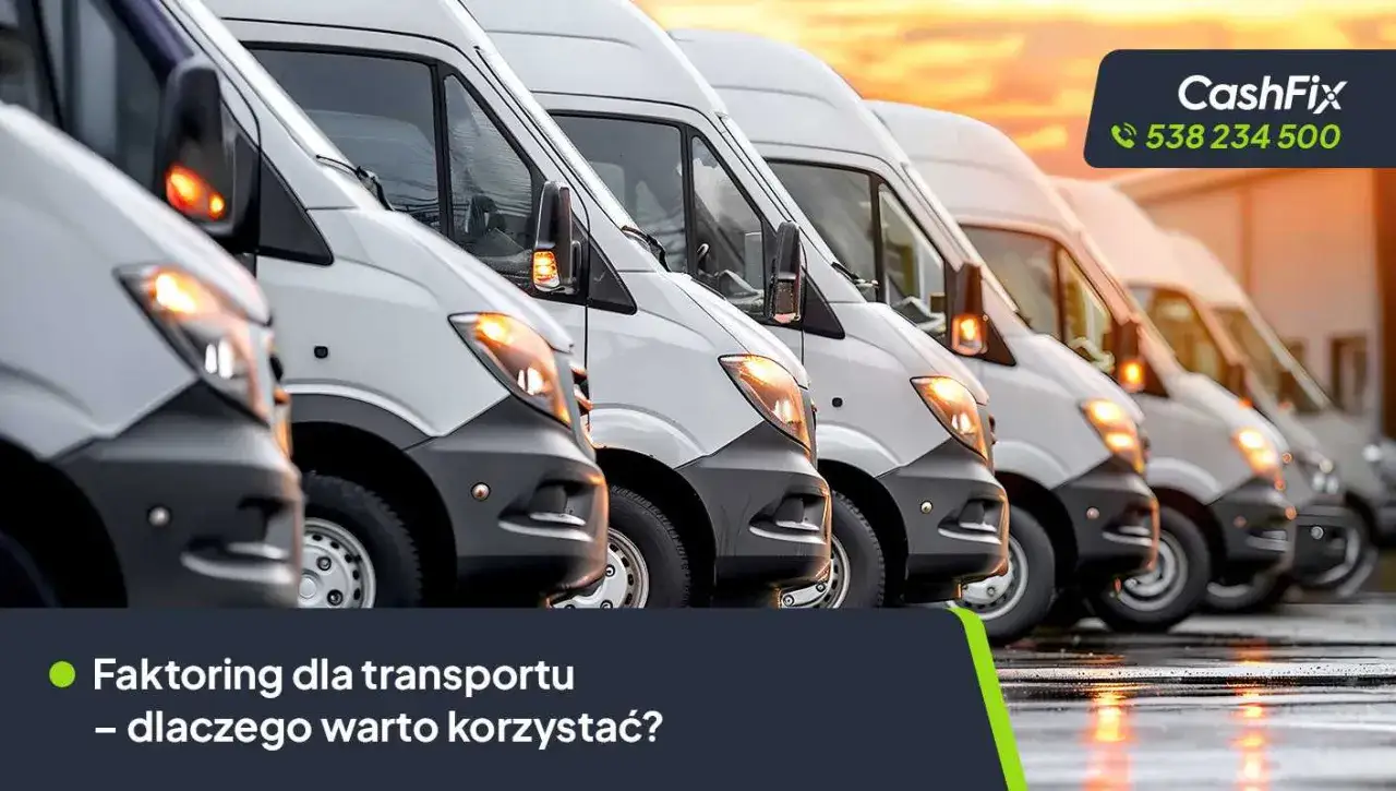 Rząd białych vanów, idealnych do transportu. Dowiedz się, faktoring co to i dlaczego warto go wykorzystać w swojej firmie transportowej.