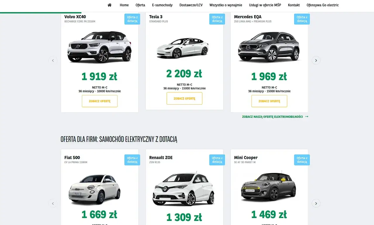 Samochody elektryczne z dotacją KPO: Volvo XC40, Tesla 3, Mercedes EQA, Fiat 500, Renault ZOE, Mini Cooper. Sprawdź oferty.