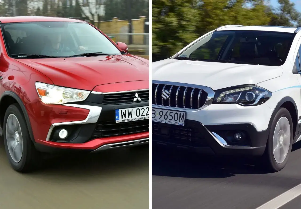 Czerwony i biały SUV jadące obok siebie. Który z nich jest najmniej awaryjny?