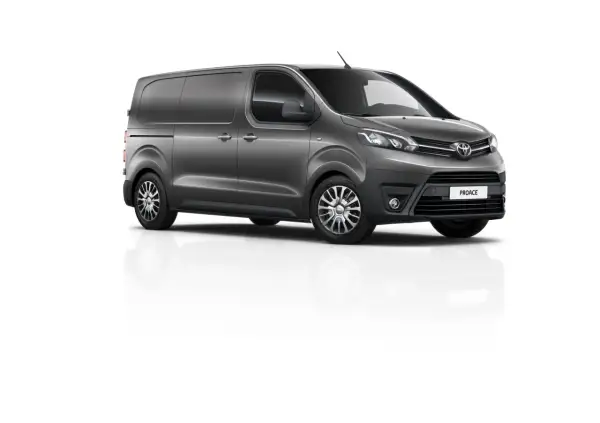 Szary van Toyota Proace, idealny do pracy. Sprawdź jego dane techniczne i możliwości transportowe.