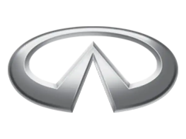 Srebrne logo Infiniti, amerykańskiej marki samochodów, symbolizuje luksus i innowację.