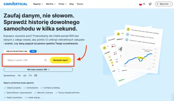 Kupujesz auto? Sprawdź historię pojazdu po VIN, by wiedzieć, o co pytać przy zakupie auta. Raport ujawni cofnięty przebieg i inne wady.